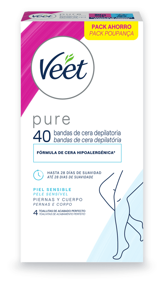 Bandas de Cera Depilatória Veet Pure Peles Sensíveis 40un