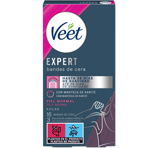Veet Expert Banda de Cera Depilatória Axilas Peles Normais 16un