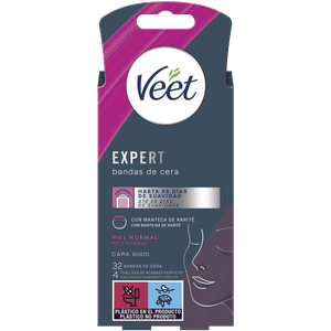 Veet Expert Banda de Cera Depilatória Facial Peles Normais 32un