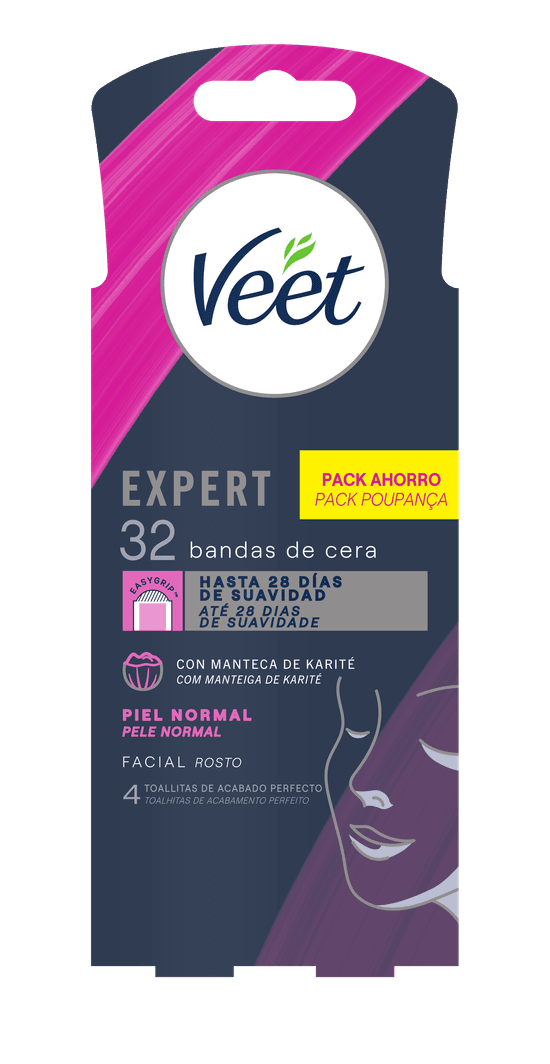 Veet Expert Banda de Cera Depilatória Facial Peles Normais 32un