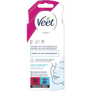 Bandas de Cera Depilatória Facial Veet Pure Peles Sensíveis 40un