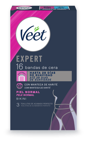 Veet Expert Banda de Cera Depilatória Linha do Bikini Peles Normais 16un