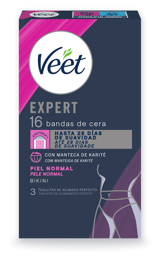 Veet Expert Banda de Cera Depilatória Linha do Bikini Peles Normais 16un