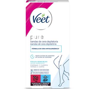 Bandas de Cera Depilatória Veet Pure Peles Sensíveis 16un