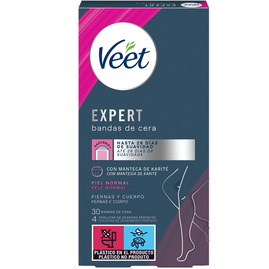 Veet Expert Banda de Cera Depilatória Pernas e Corpo Peles Normais 30un