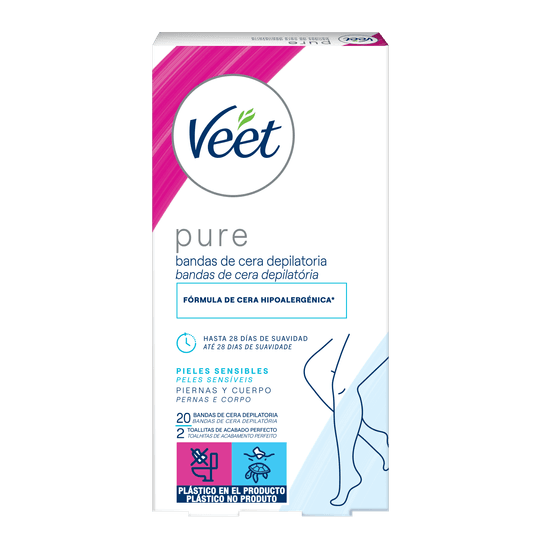 Bandas de Cera Depilatória Veet Pure Peles Sensíveis 20un