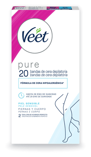 Bandas de Cera Depilatória Veet Pure Peles Sensíveis 20un
