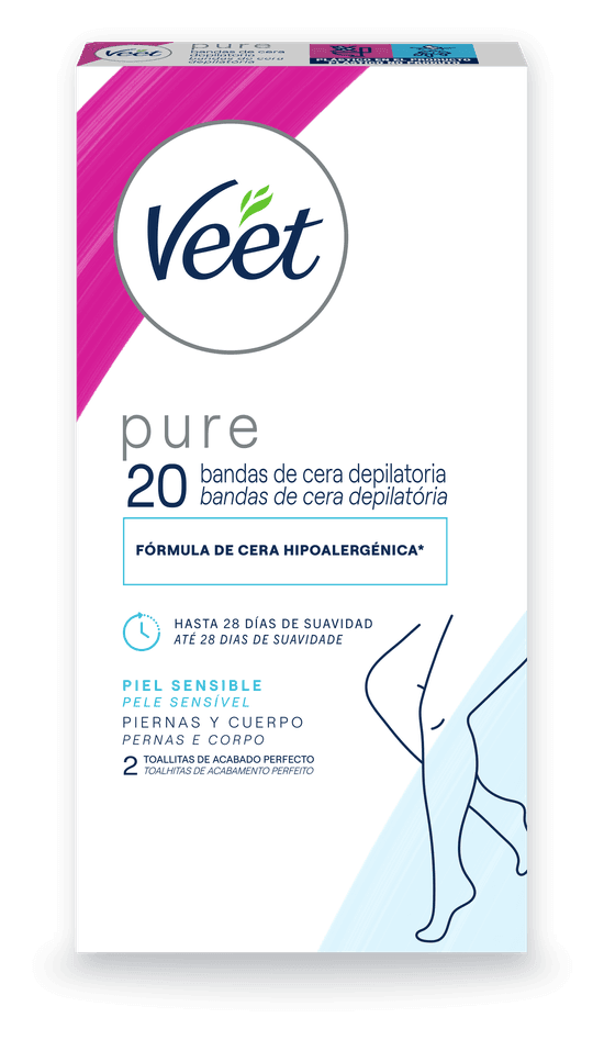 Bandas de Cera Depilatória Veet Pure Peles Sensíveis 20un