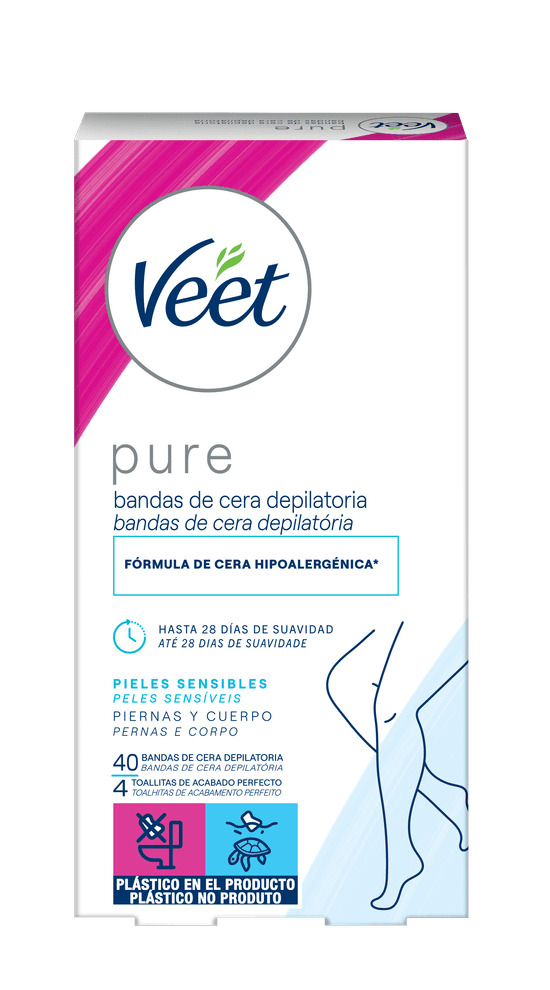 Bandas de Cera Depilatória Veet Pure Peles Sensíveis 40un