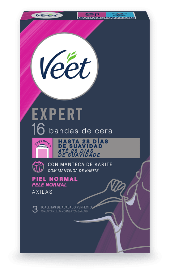 Veet Expert Banda de Cera Depilatória Axilas Peles Normais 16un