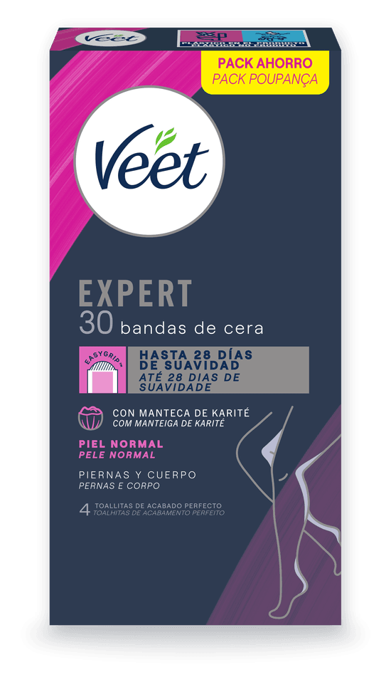 Veet Expert Banda de Cera Depilatória Pernas e Corpo Peles Normais 30un